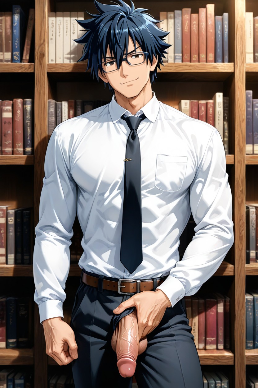 Long Sleeves, Black Necktie, Anime-style Illustration Porno gay IA