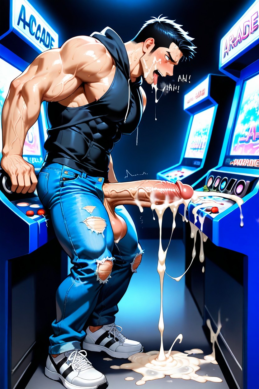 Fit, Cum Collecting, Slight Blush AI Gay Porn