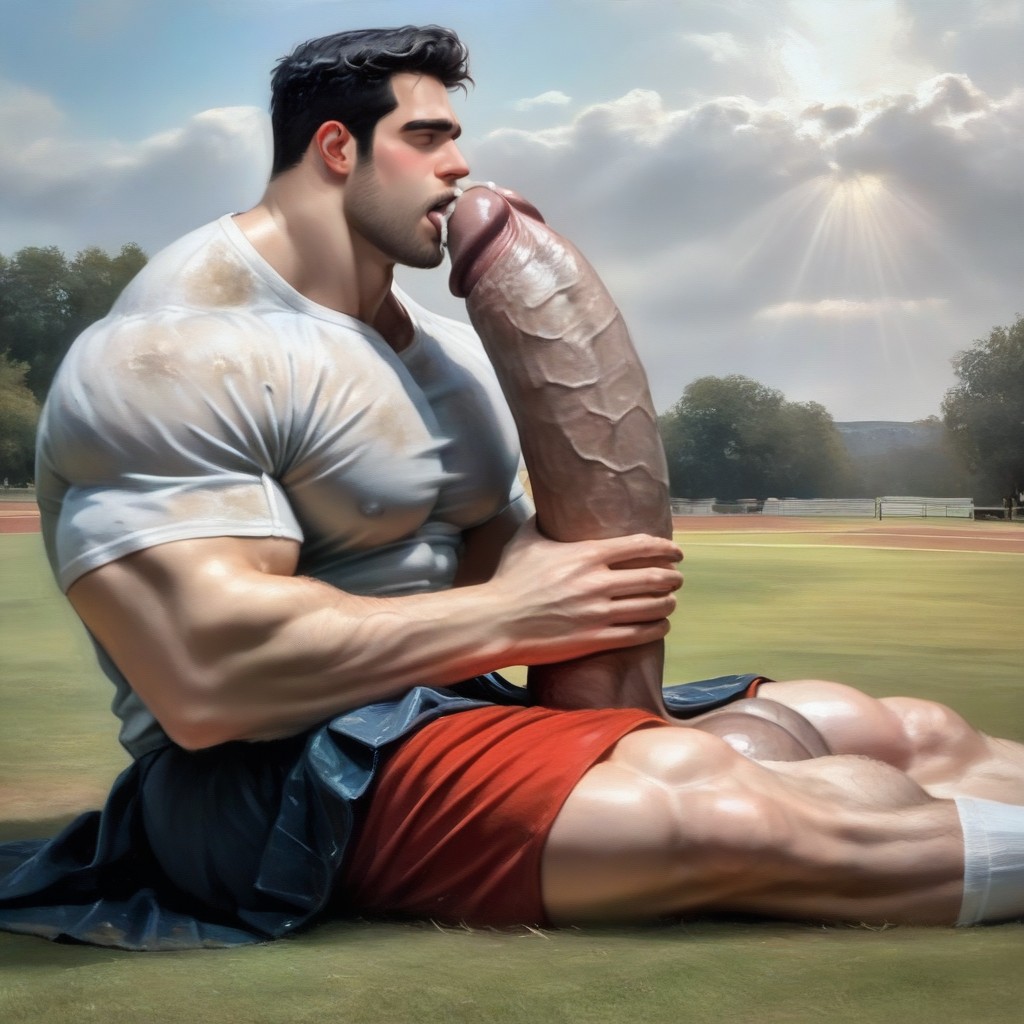 Steamy, Precum Stain, Uncut Hyper Cock Bigger Than Leg Pornografia gay com IA