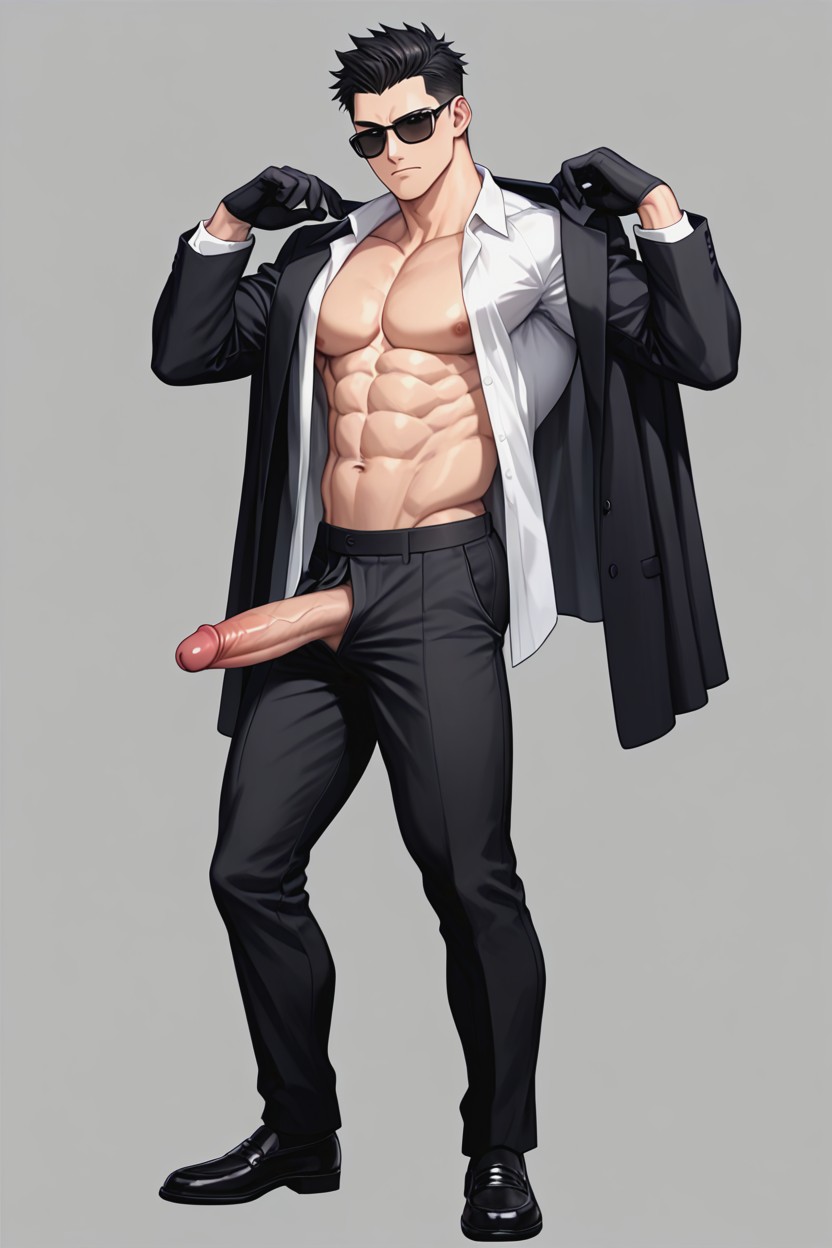 Solo, Black Formal Suit Jacket, Full Body View ゲイAIポルノ