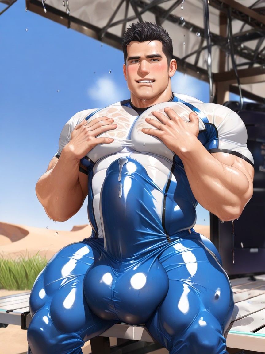 K, Angular Features, Precum Leaking Through Fabric ゲイAIポルノ