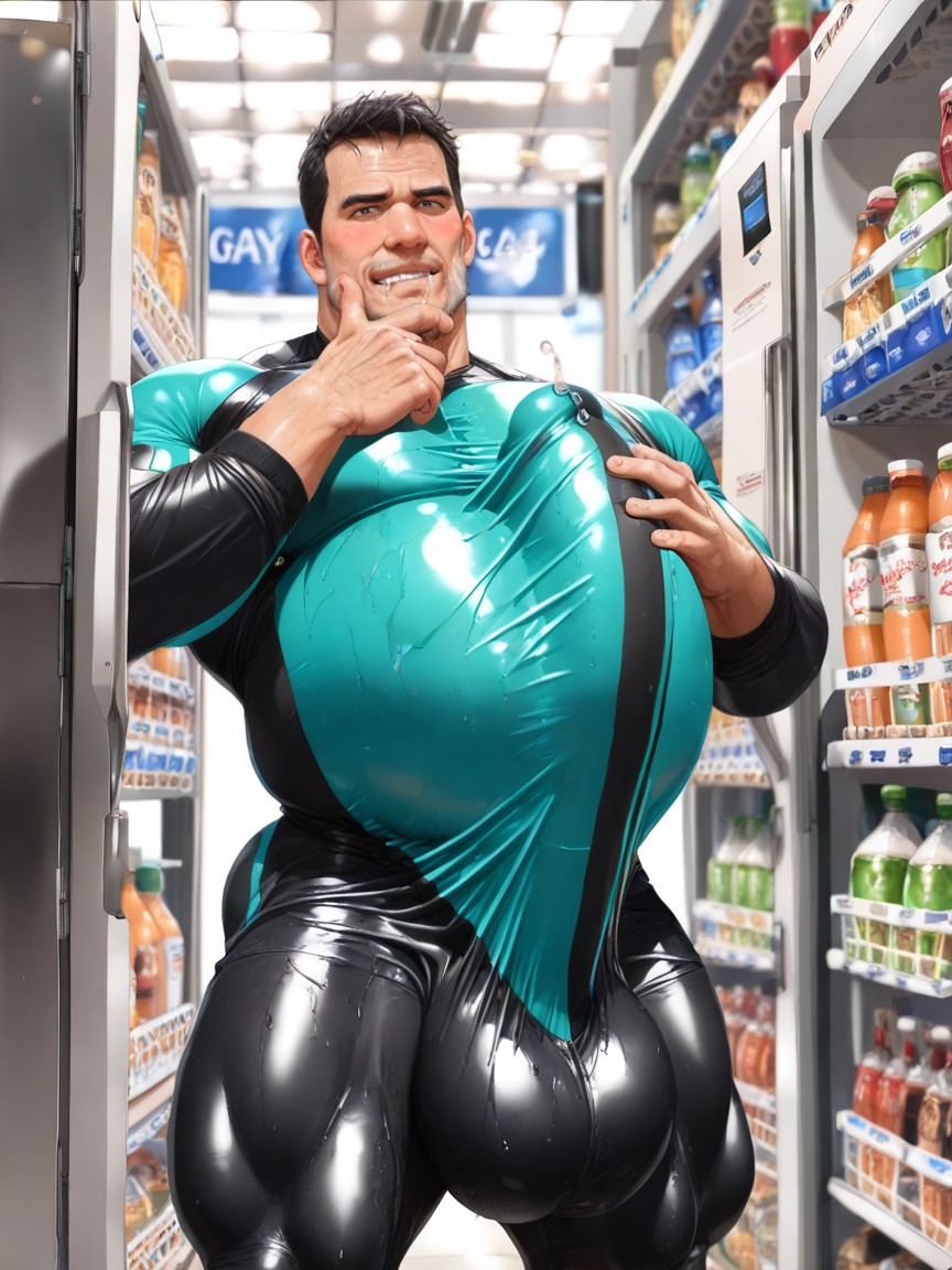 Cock Pressed Against Stomach, Bara Manga Style, Cock Bulge Bigger Than Entire Body AI同性戀黃片