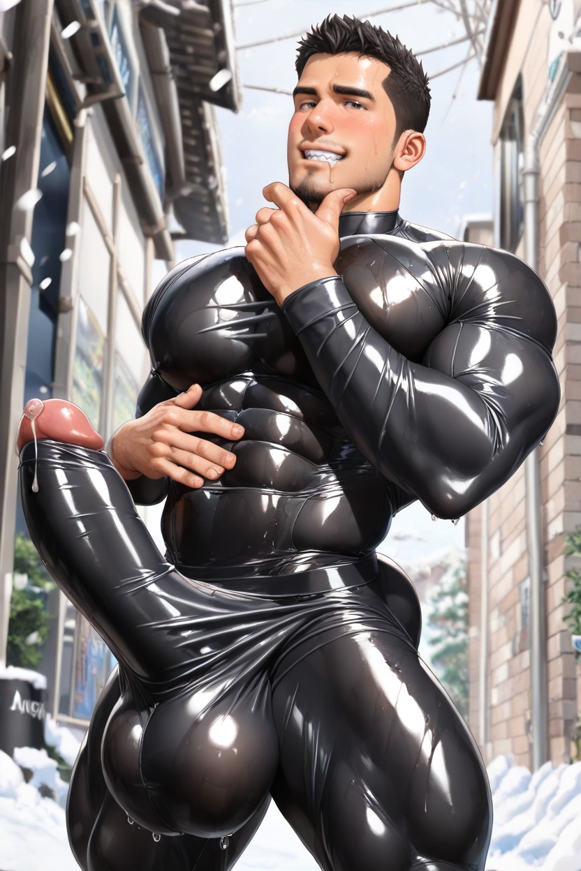 Embarassed, Square Jaw, Hq Pornografia gay com IA