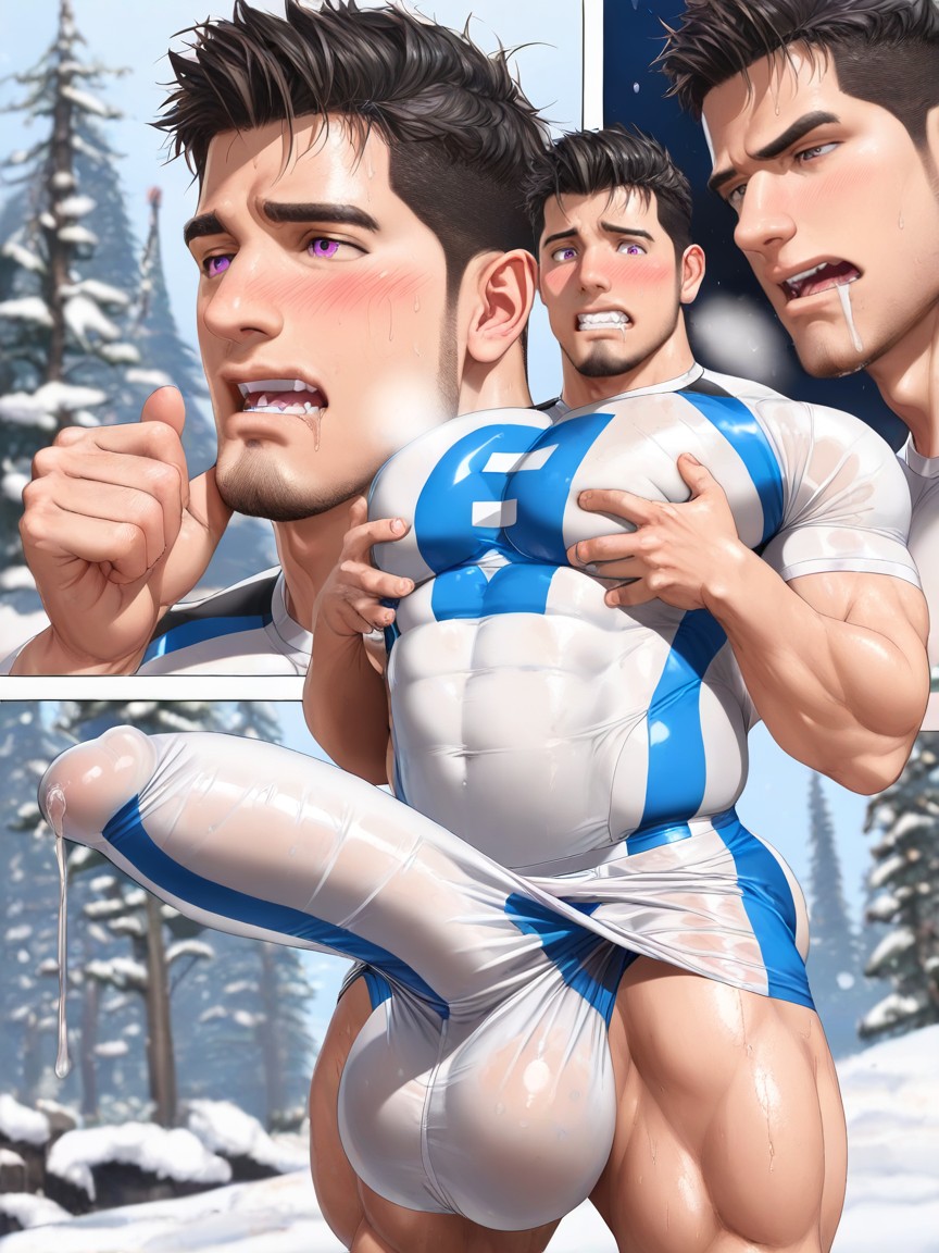 Bara Manga Style, Only Men, Square Jaw Pornografia gay com IA