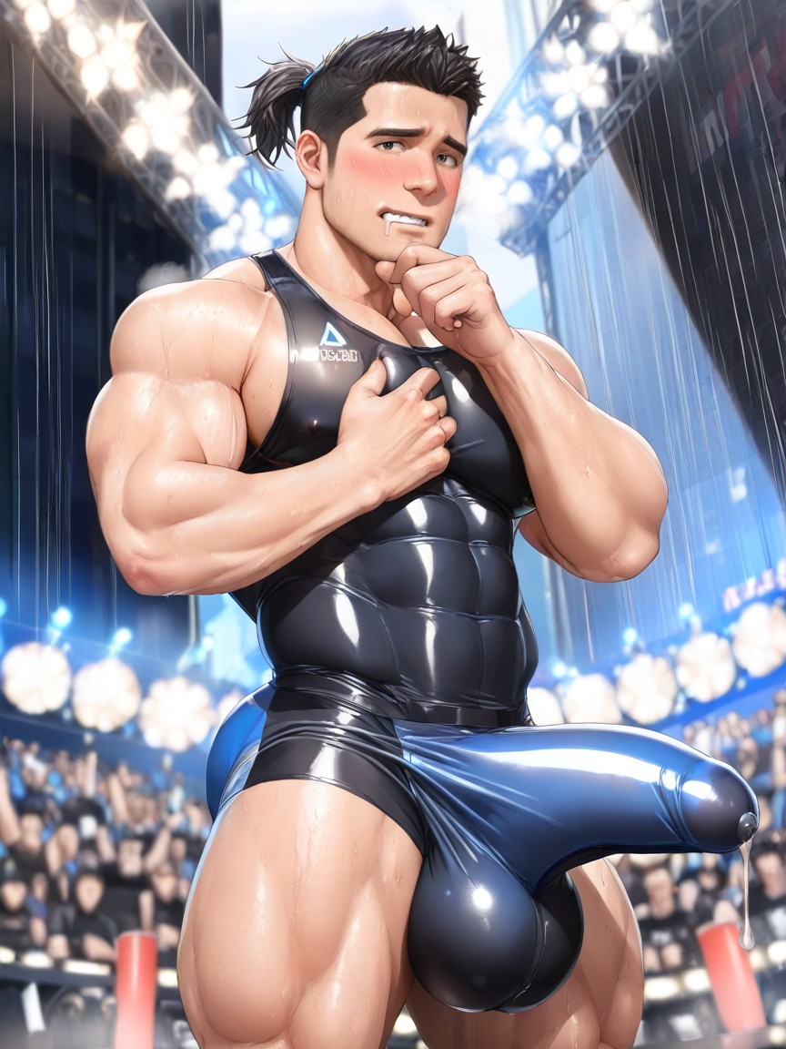 Hairy Dilf, Upwards Bulge Reaches Up To His Chin, Cock Bulge Bigger Than Entire Body 게이 AI 포르노