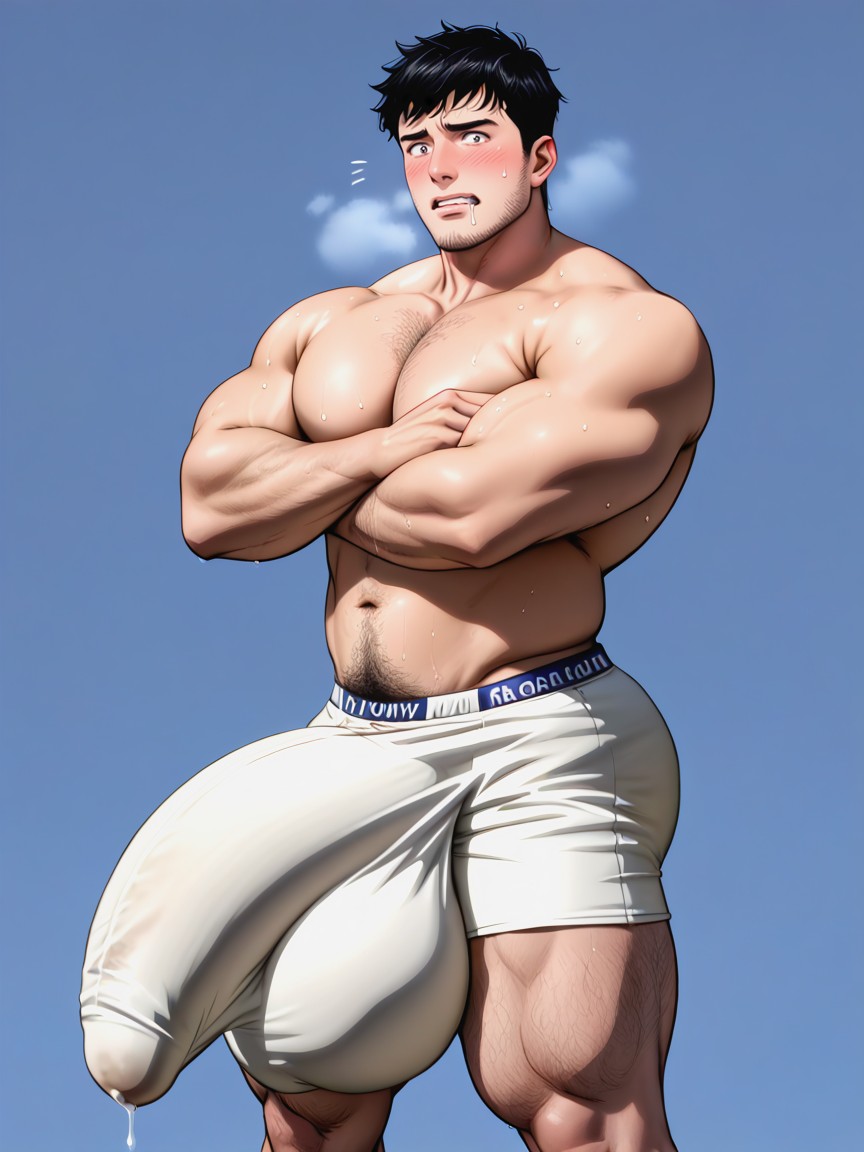 Accidental Cum, Cock Bulge Bigger Than Entire Body, Big Balls Porno IA Gay