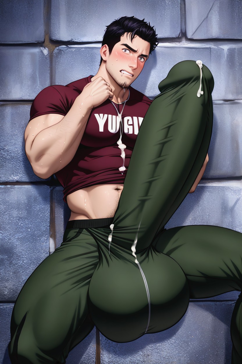 Bara Manga Style, Precum Leaking Through Fabric, Hq ゲイAIポルノ