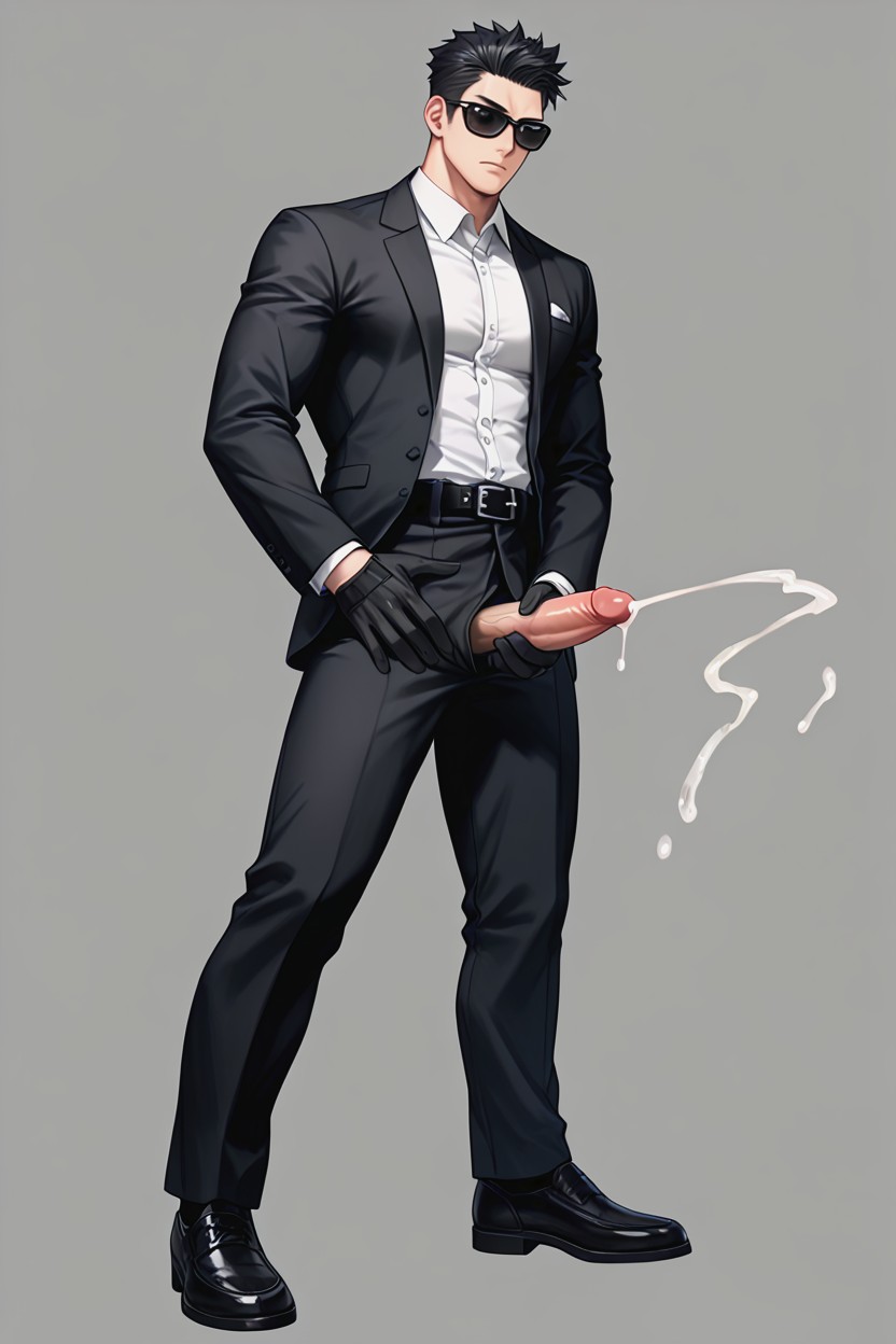 Light Skin Penis, Black Clothes, Black Work Shoes Porno IA Gay