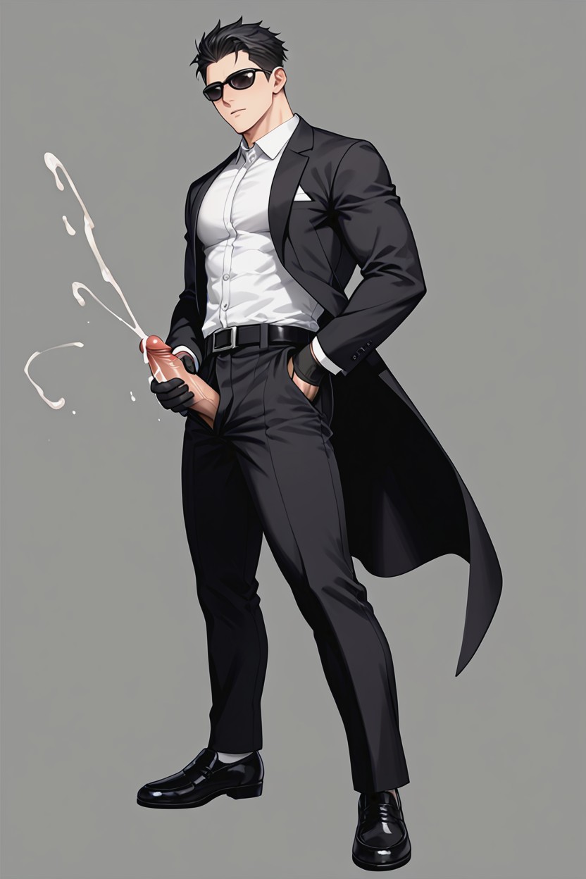 Full Black Gloves, One Person, Full Black Gloves ゲイAIポルノ