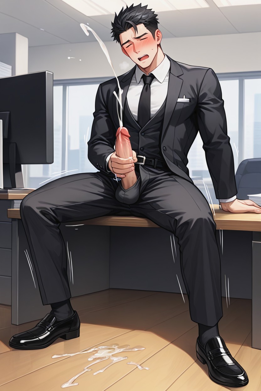 One Person, Black Hair, Extremely Erect Penis Porno IA Gay