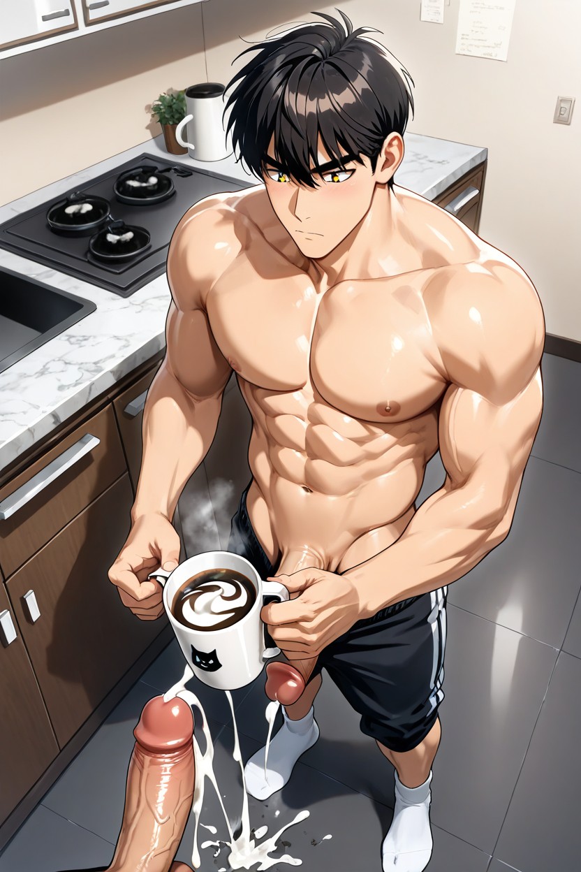 Full Body View, +, Kitchen AI Gay Porn