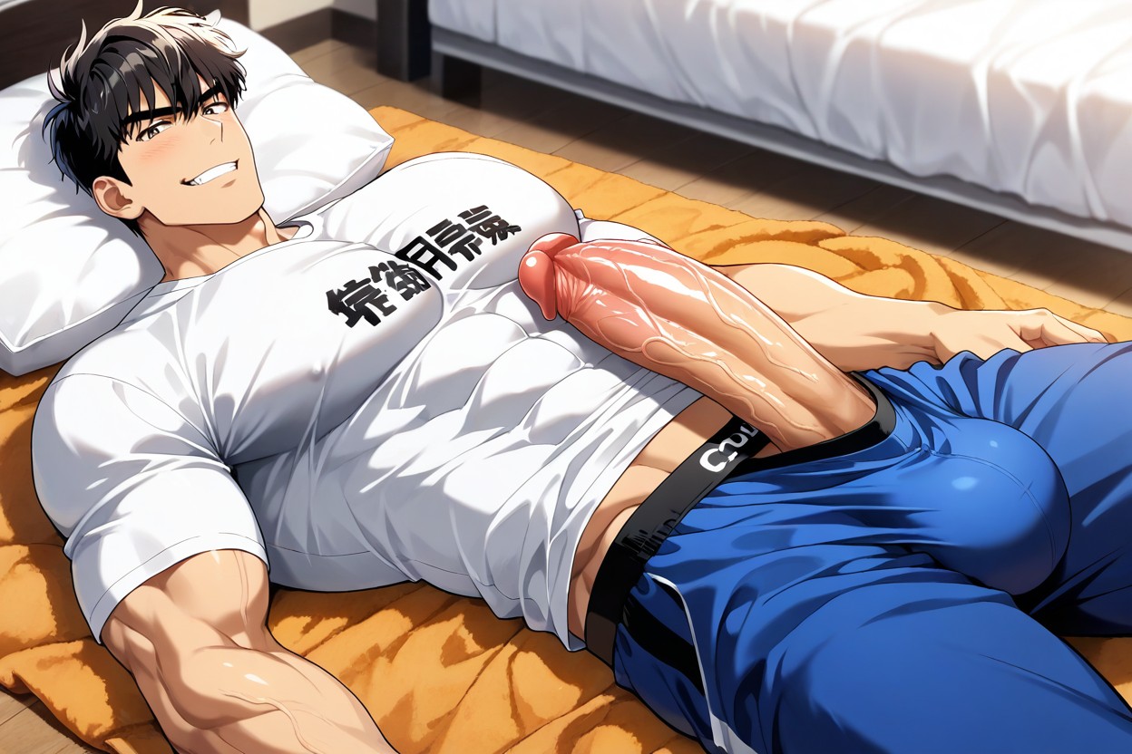 Grinning, One Man Only, Waistband Above Cock AI Gay Porn