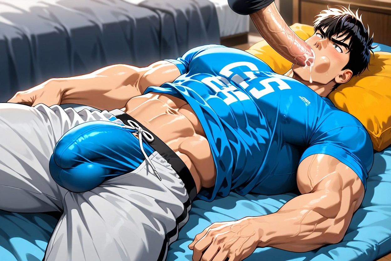 One Man Only, Own's Cock Aggainst Navel, Mouth Open AI同性戀黃片