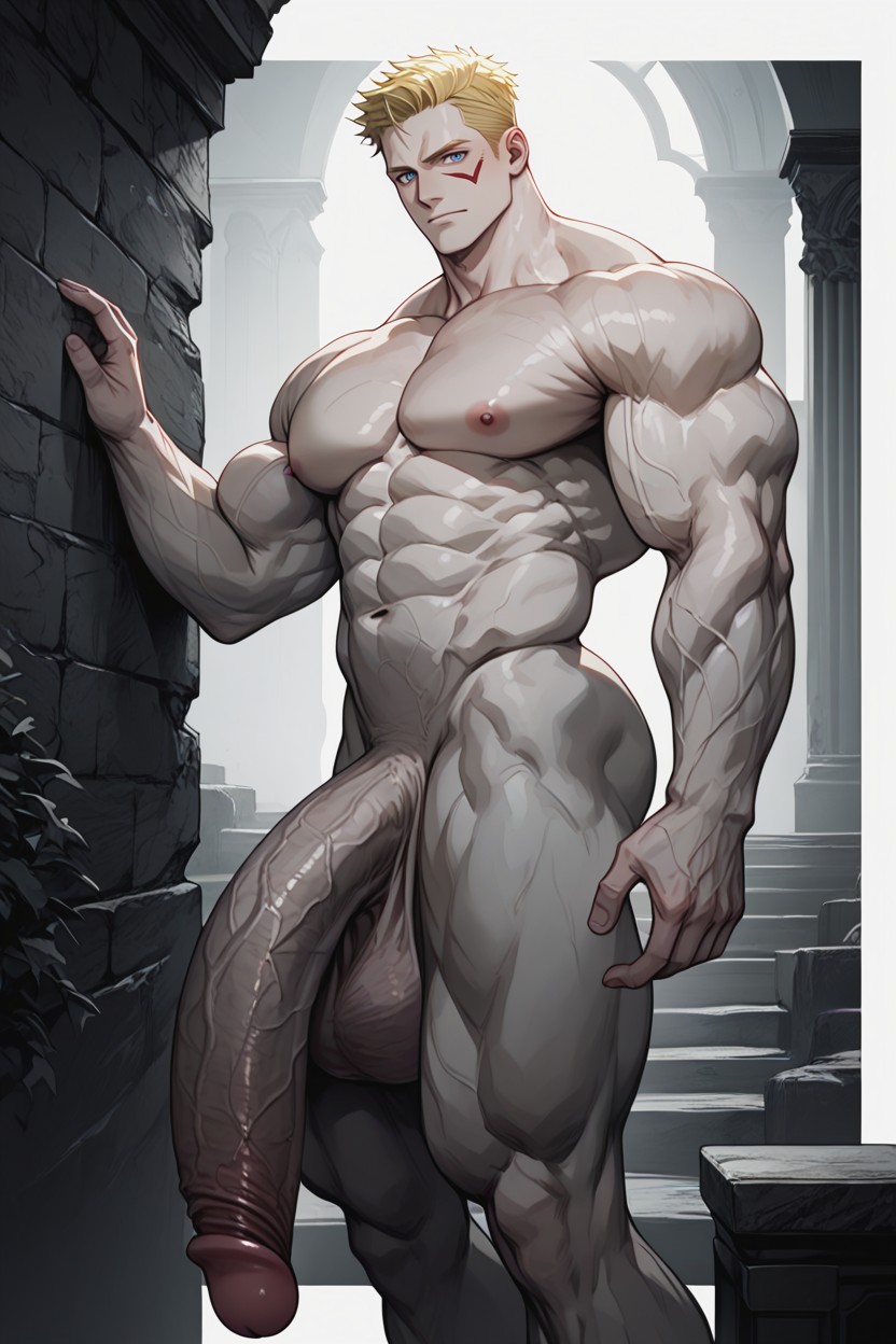 ベリーショートヘア, Hyper Massive Huge Round Pecs, Titanic Massive Hyper Penis ゲイAIポルノ