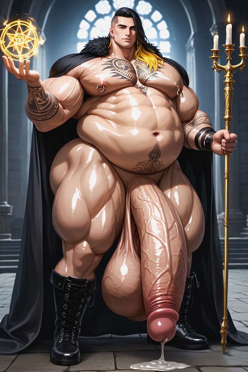 Oiled Skin, Fantasy Castle Setting, Extreme Hyper Long Enormous Cock ИИ гей порно