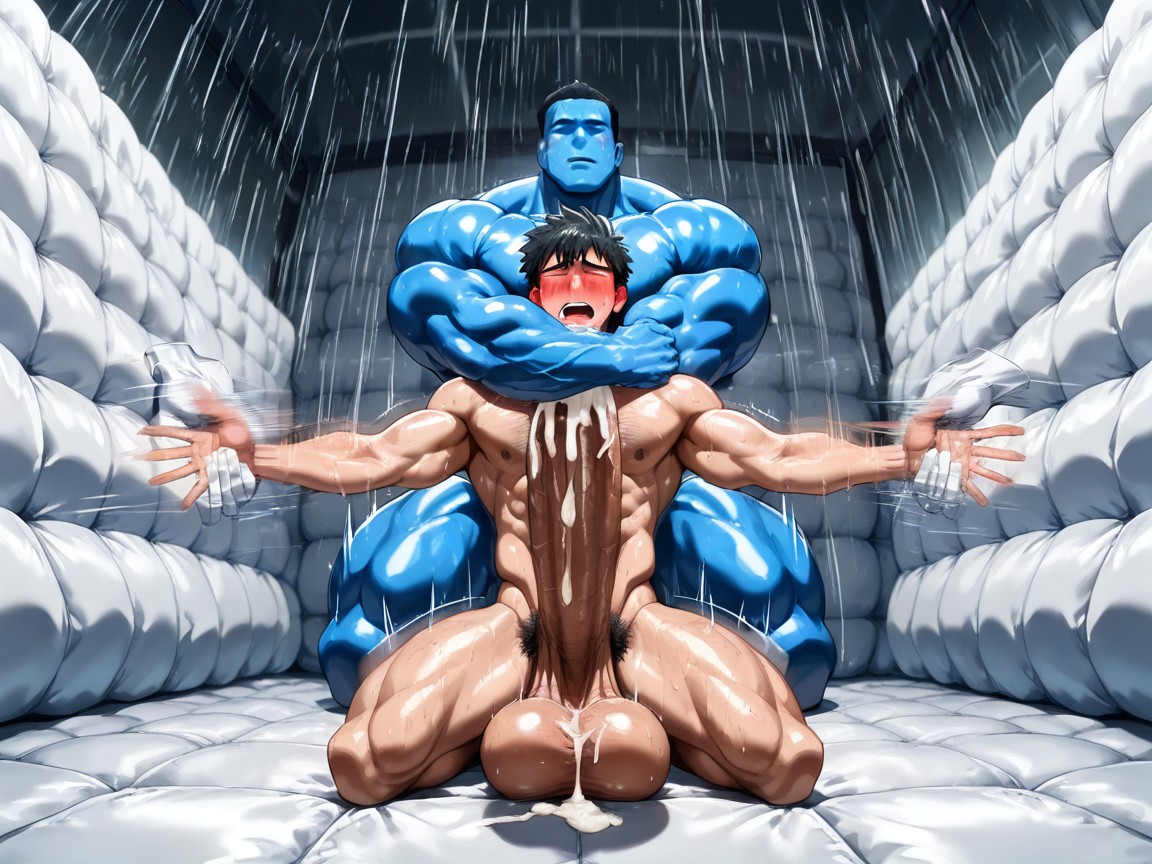 Cum On Face And Chest, Fast Stroking, Hugging Cock AI Gay Porn