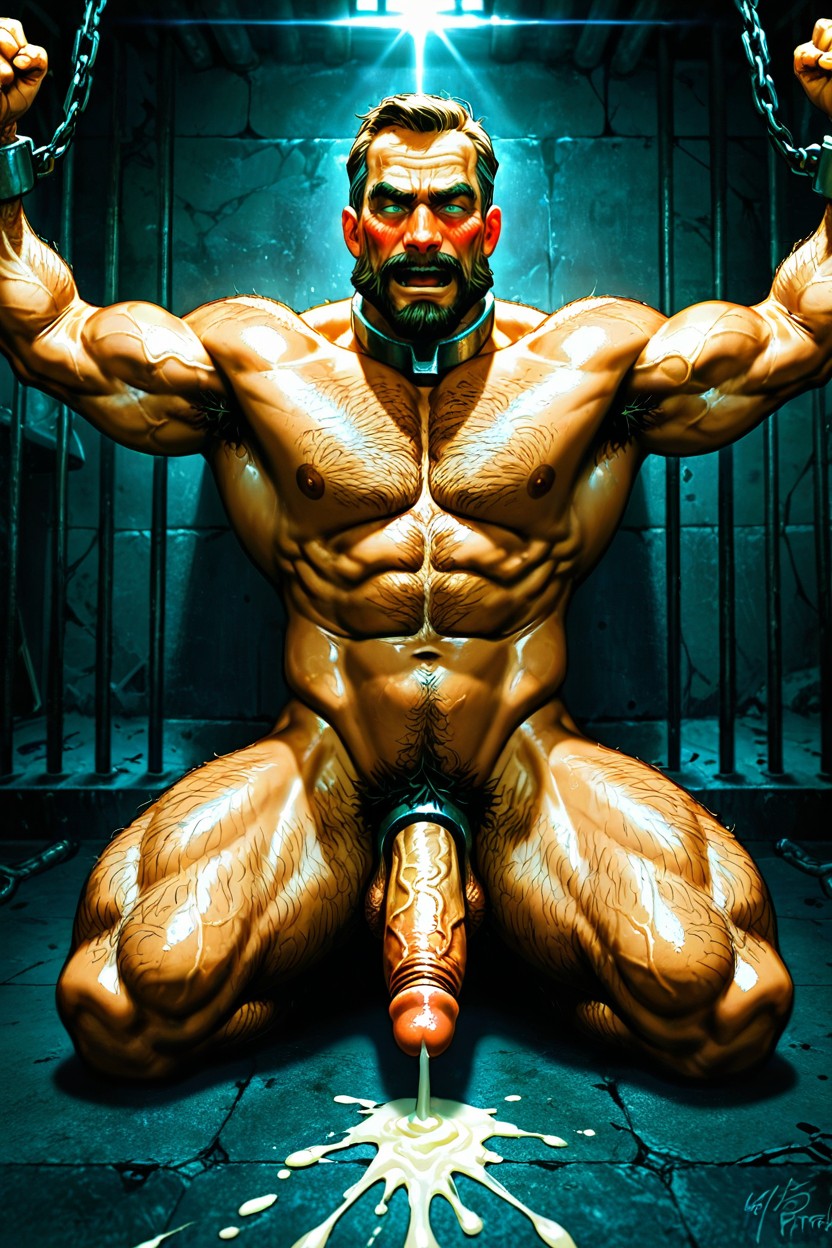 Spread Arms, Indoors, Full Body AI Gay Porn