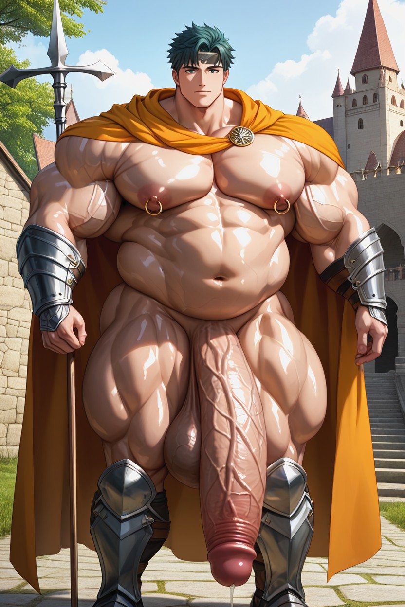 European Village, Dark Teal Hair, Extremely Large Ass AI Gay Porn