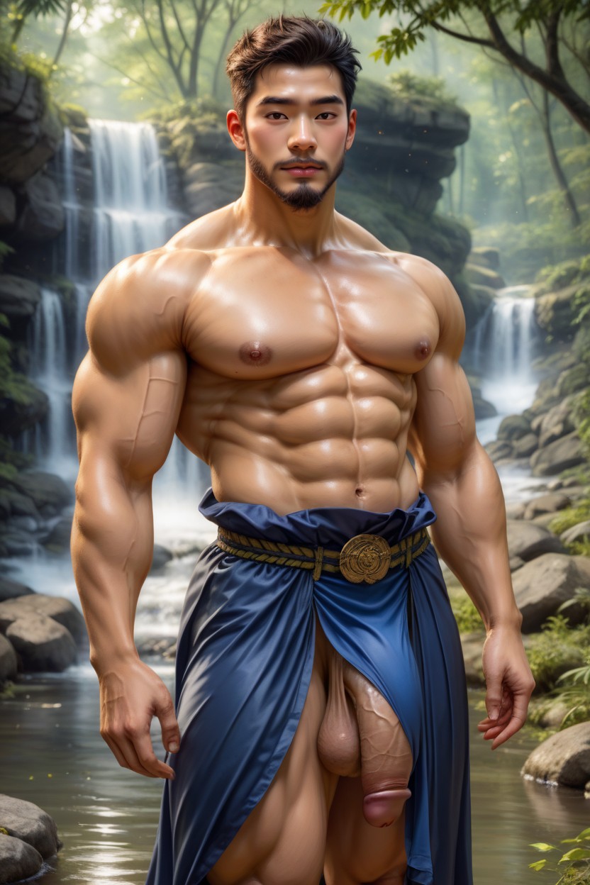 Asian Clean Gorgeous Face, Erotic Atmosphere, Fit AI Gay Porn