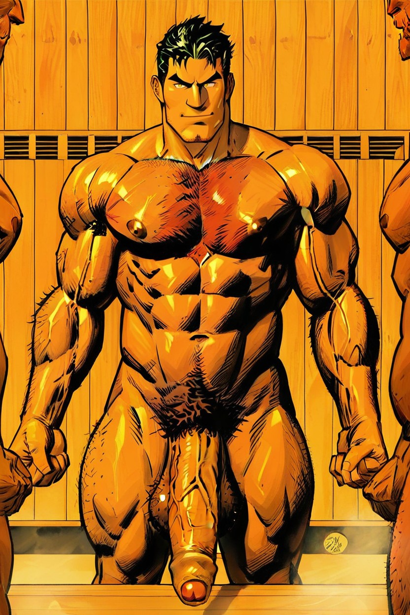 Yellow Eyes, Bushy Hairy Balls, Poils De La Poitrine Porno IA Gay