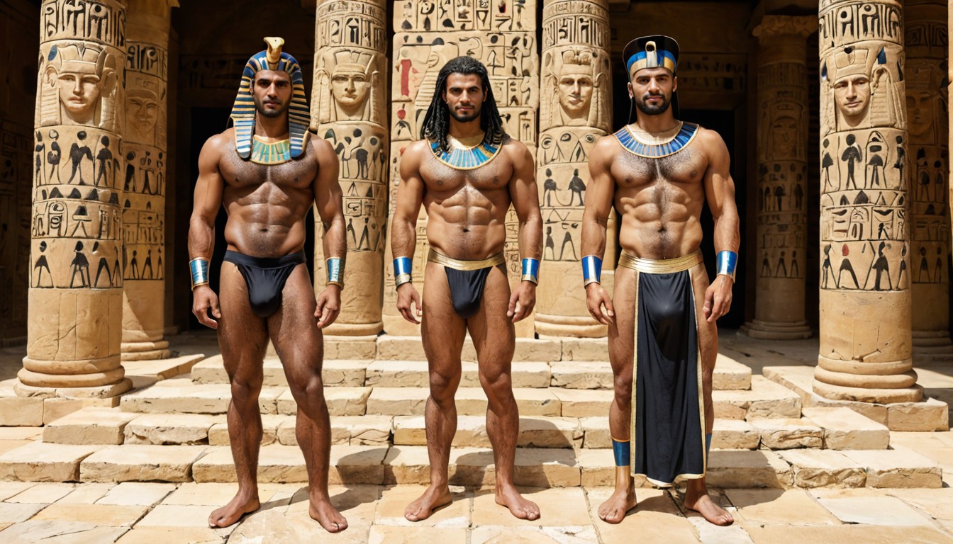 Ancient Egyptian, Full Body, Dark Brown Eyes AI Gay Porn