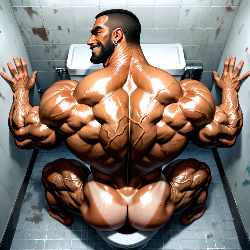 Muscular Legs, Long Black Beard, Looking Up AI Gay Porn