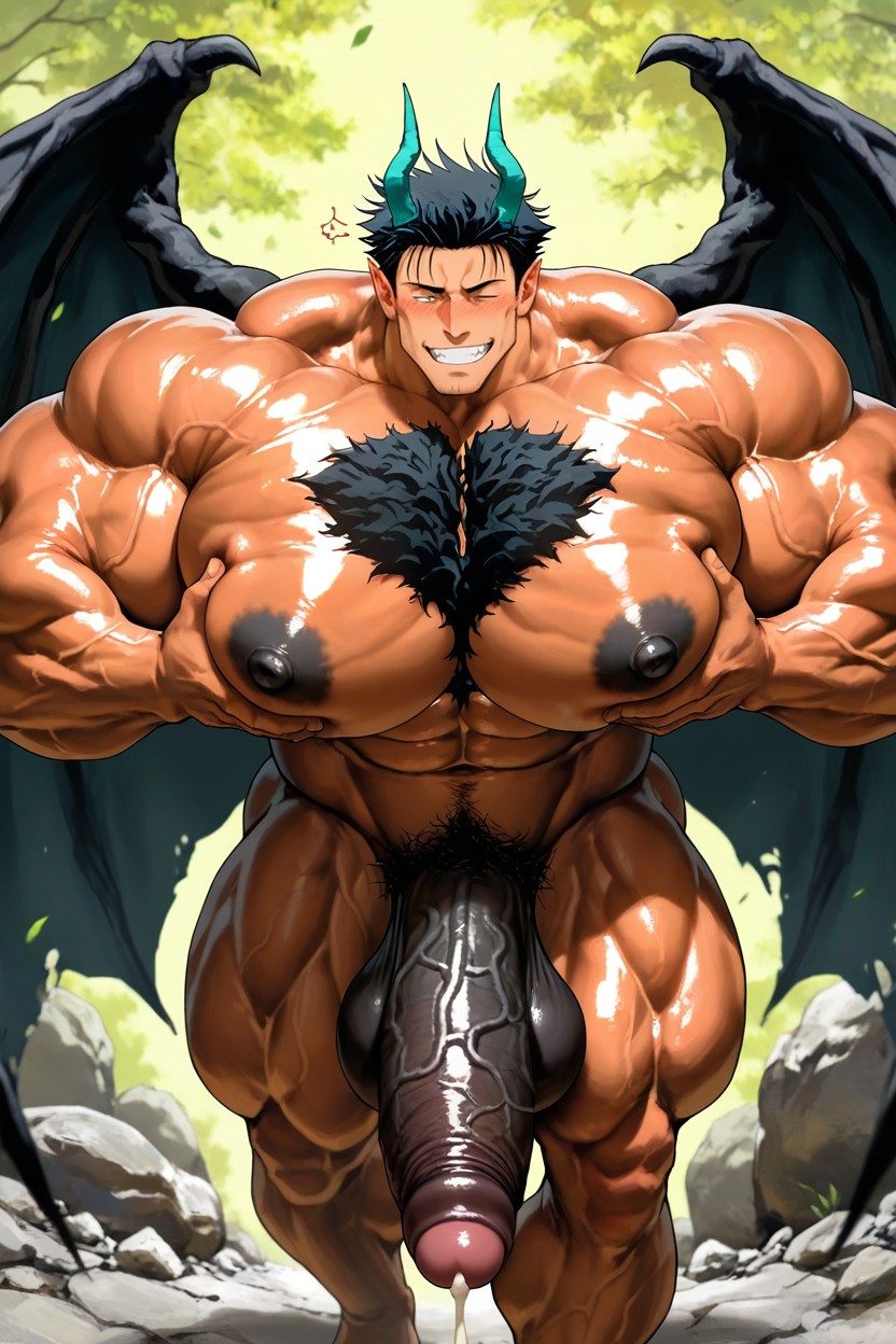 Vivid Cinematic Light Casting Rembrandt-style Deep Shadows On His Massive Bulking Body, Hyper-muscular, Hyper Chest Porno gay IA
