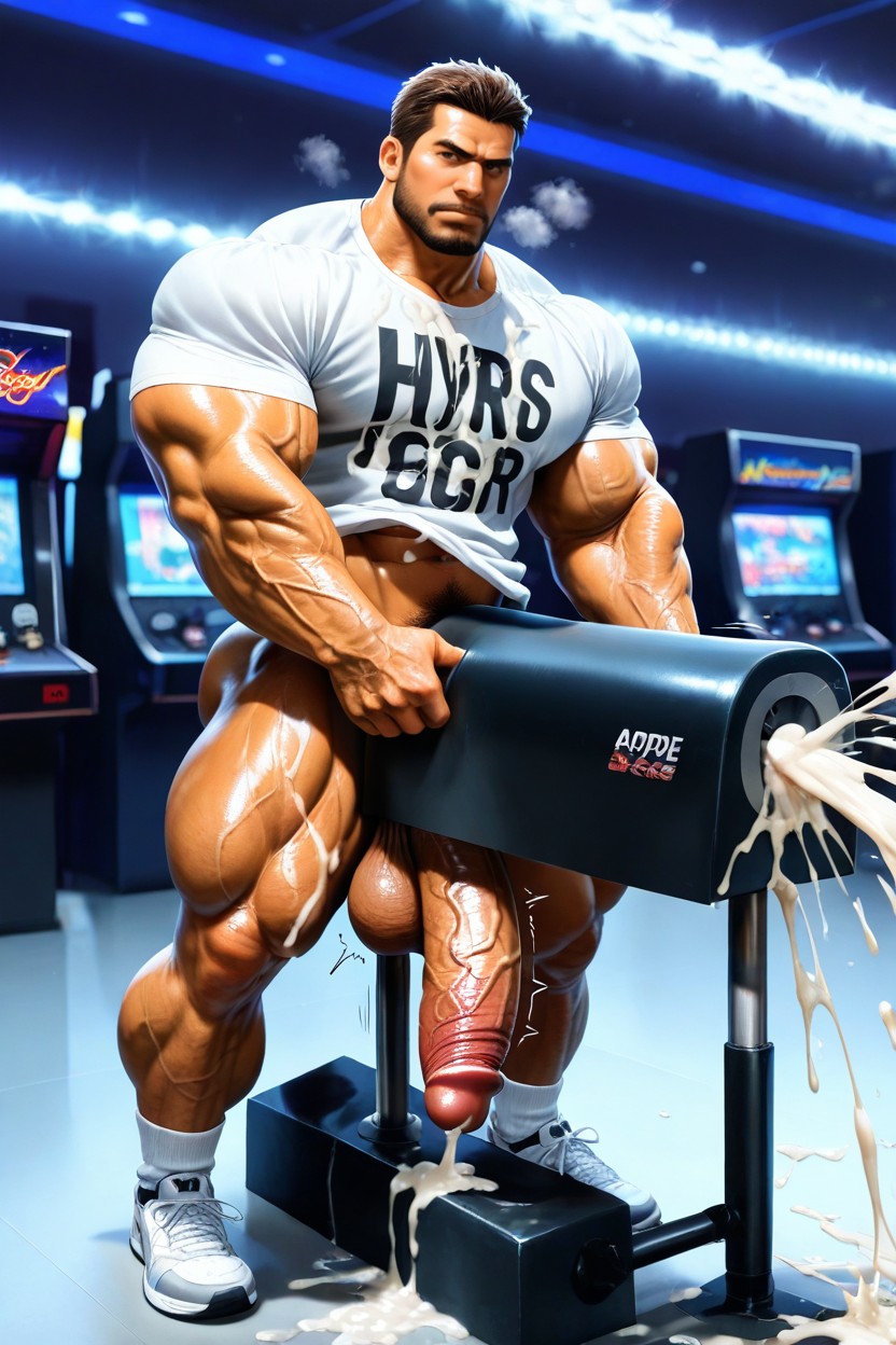 Tan Skin, Oversized Muscles, Throbbing Penis AI Gay Porn