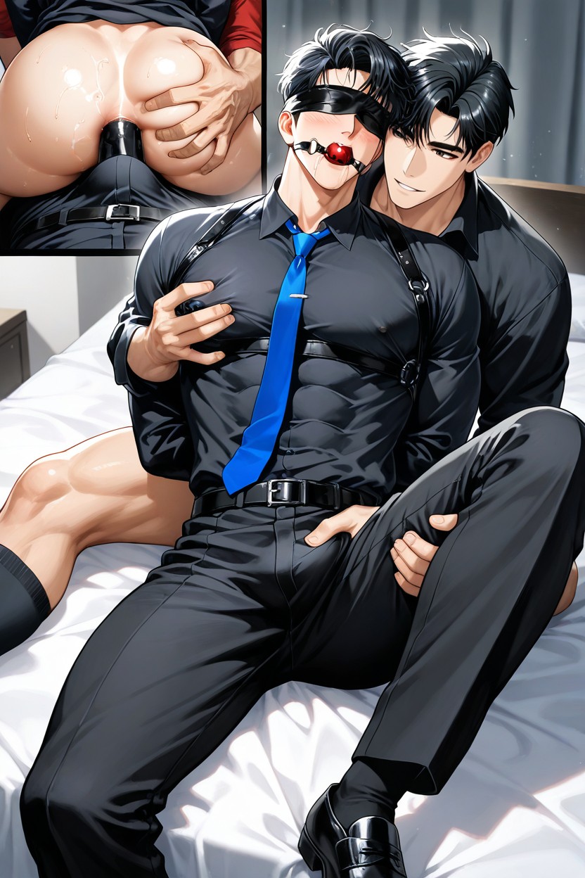Two Men, 黑色, Ilay Riegrow From Manhwa Passion AI同性戀黃片