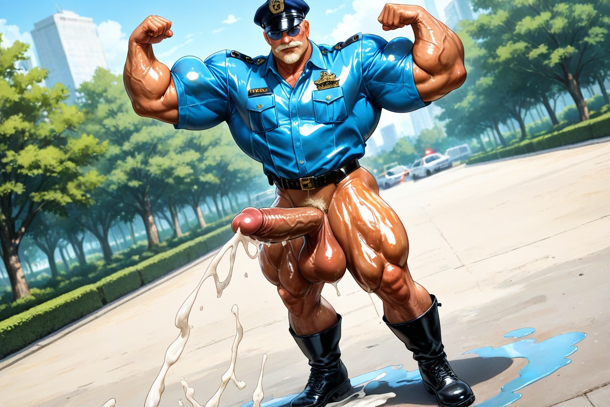 Police Hat, Dutch Angle, Blonde Hair AI同性戀黃片
