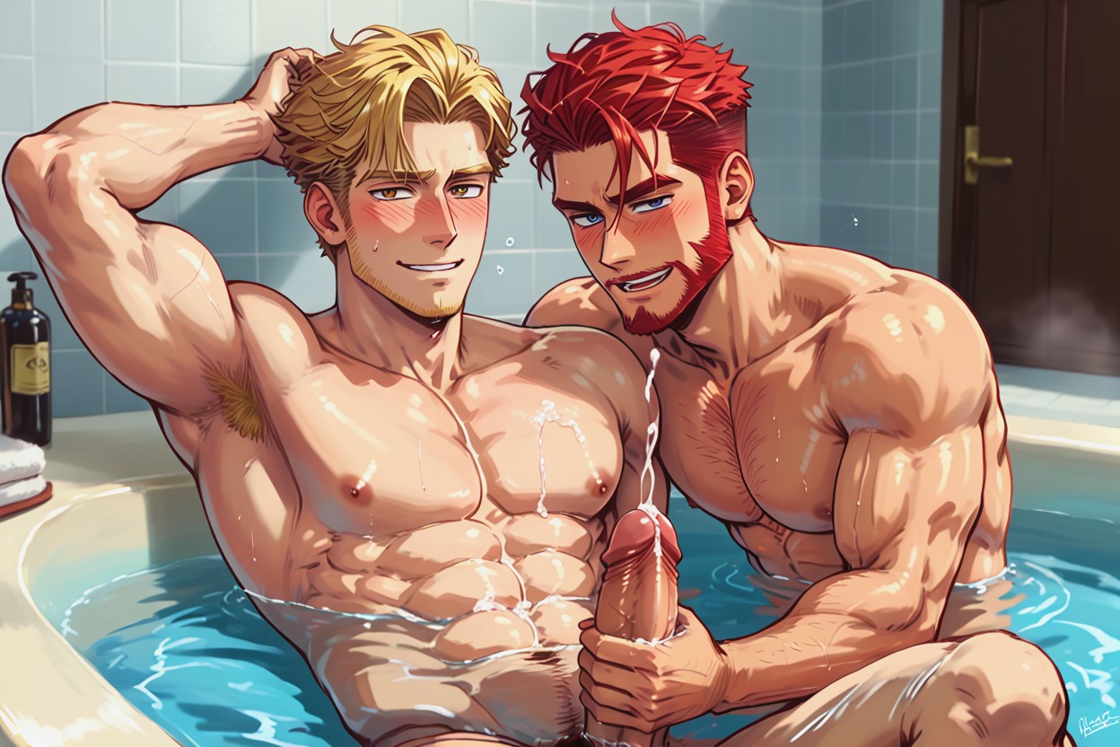 オーガズム, Man Masturbating The Other Man, 2人 ゲイAIポルノ