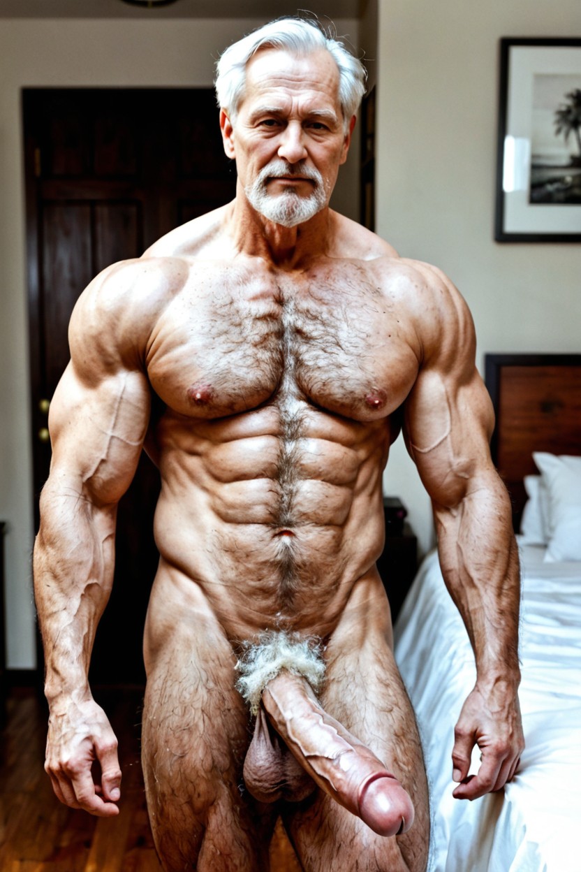 Gigantic Bodybuilder Muscles, Huge Shoulders, White Body Hair ゲイAIポルノ