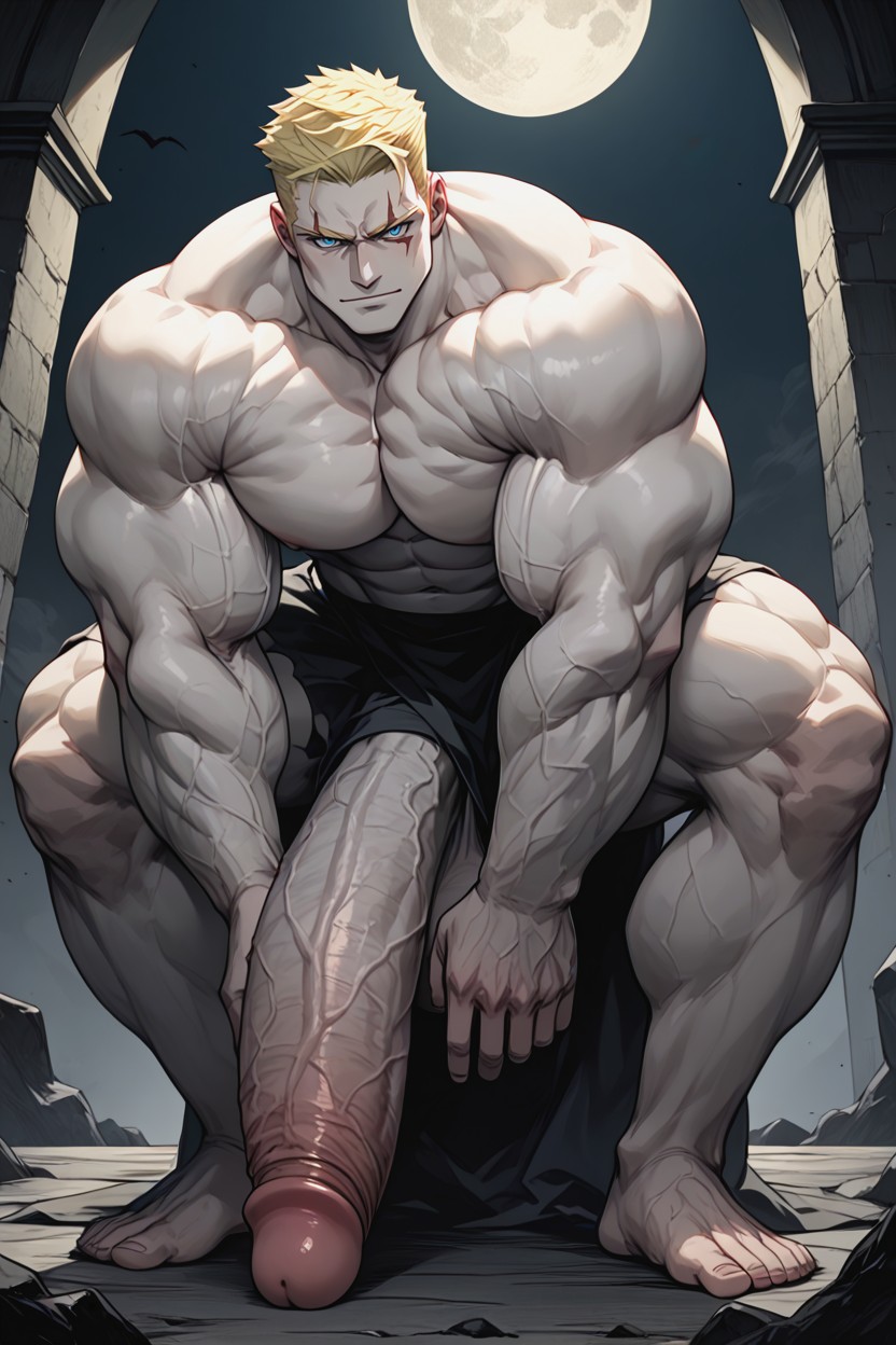 Massive Hyper Penis, Naked, Hyper Massive Huge Round Pecs AI Gay Porn