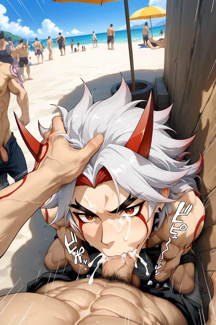 Cheek Bulge, Cum Dripping, Throat Bulge ゲイAIポルノ
