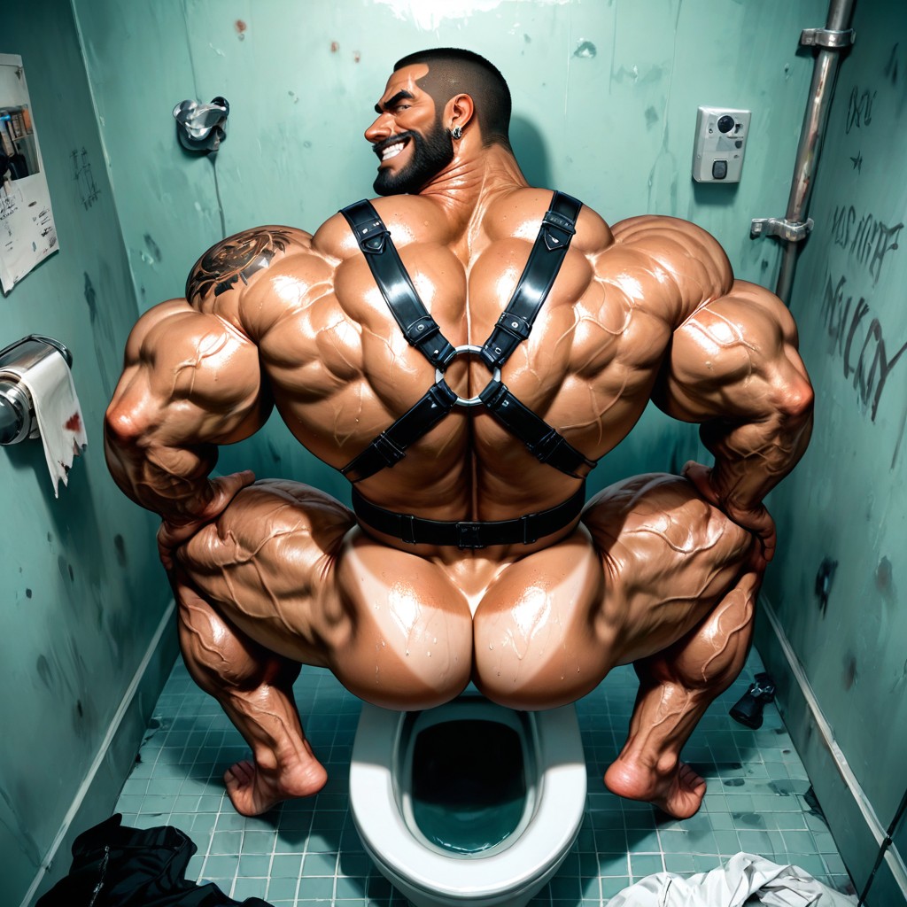 Hands On Knees, On Tiptoes, Muscular Ass Pornografia gay com IA