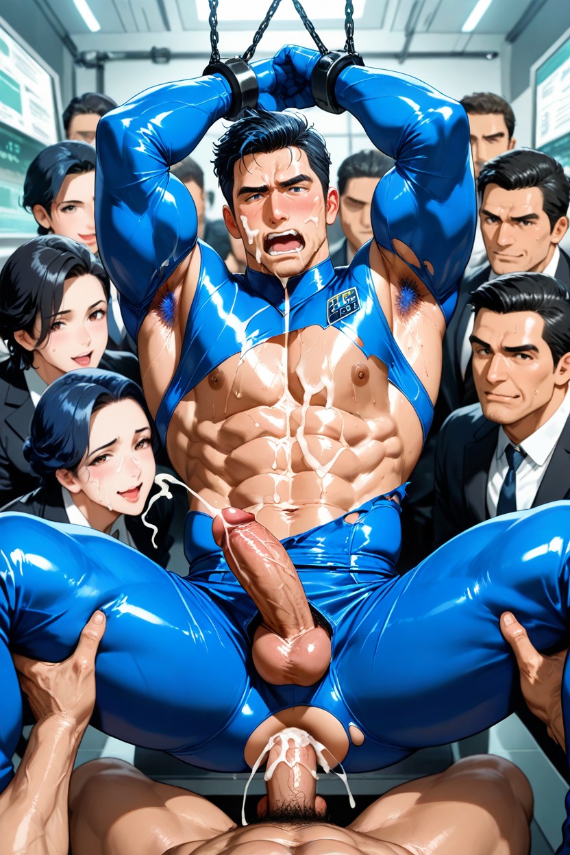 And He Is Restrained In The Missionary Position By Strong Men, Very Short Hair, Harem AI Gay Porn