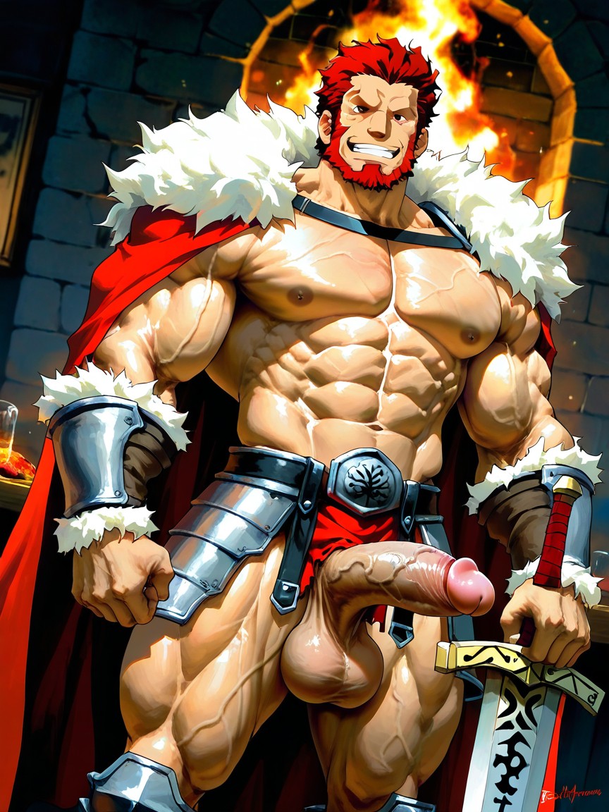 Towering Macedonian Conqueror With An Exceptionally Muscular Physique, 侧视图, Cutesexyrobutts AI同性恋黄片