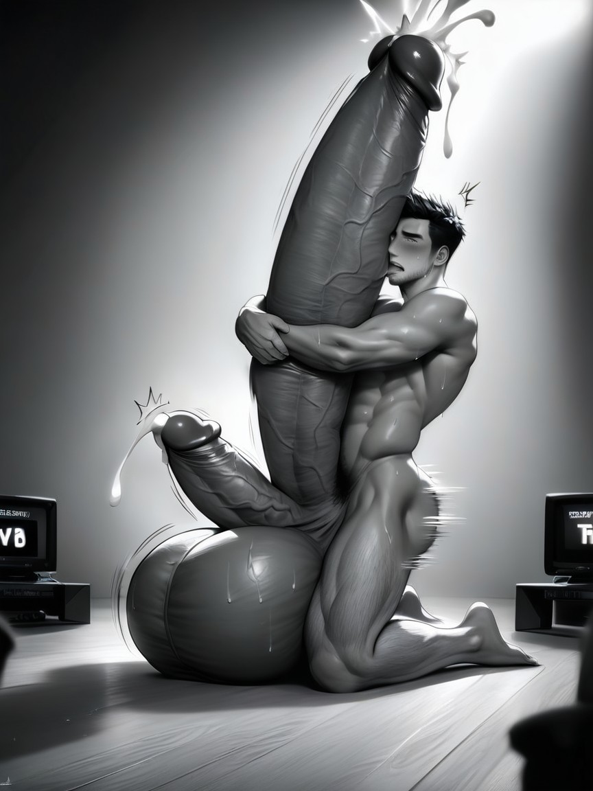 Hands Fondling Massive Balls, Hyper Excess Cum Facial, Holding Cock With Arms And Legs Porno IA Gay