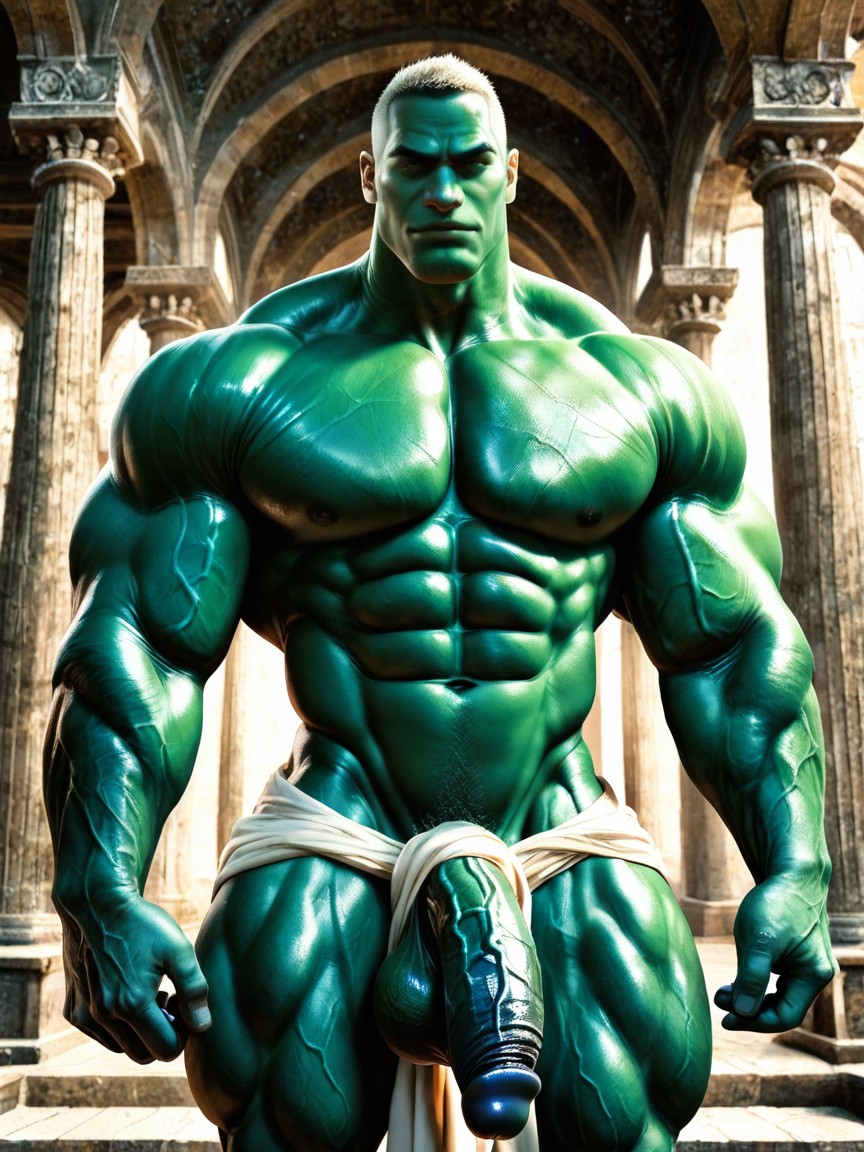 Hyper Realistic, Thick Neck, Warm Morning Shadows Highlighting Muscular Volume Porno IA Gay