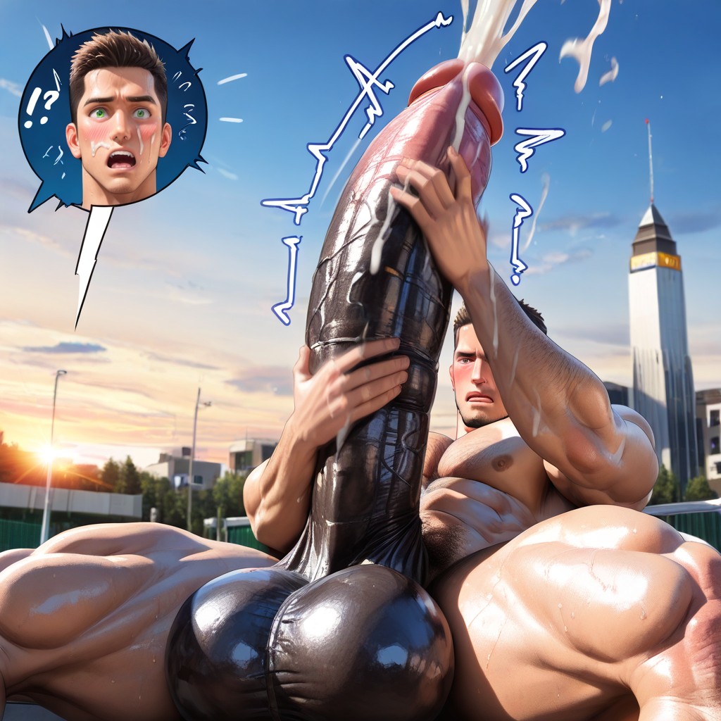 Motion Blur, Jambes Écartées, Men Staring At Cock Porno IA Gay