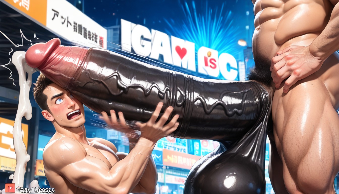 Caught, Men Staring At Cock, Hands Fondling Massive Balls Porno IA Gay