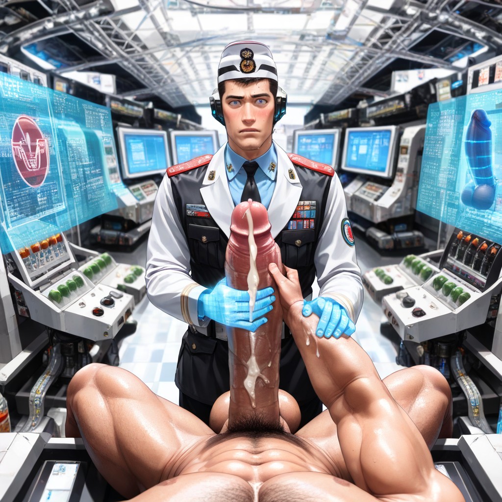 His Real Cock Towers Over Him, Pressed Against Cock, Future ゲイAIポルノ
