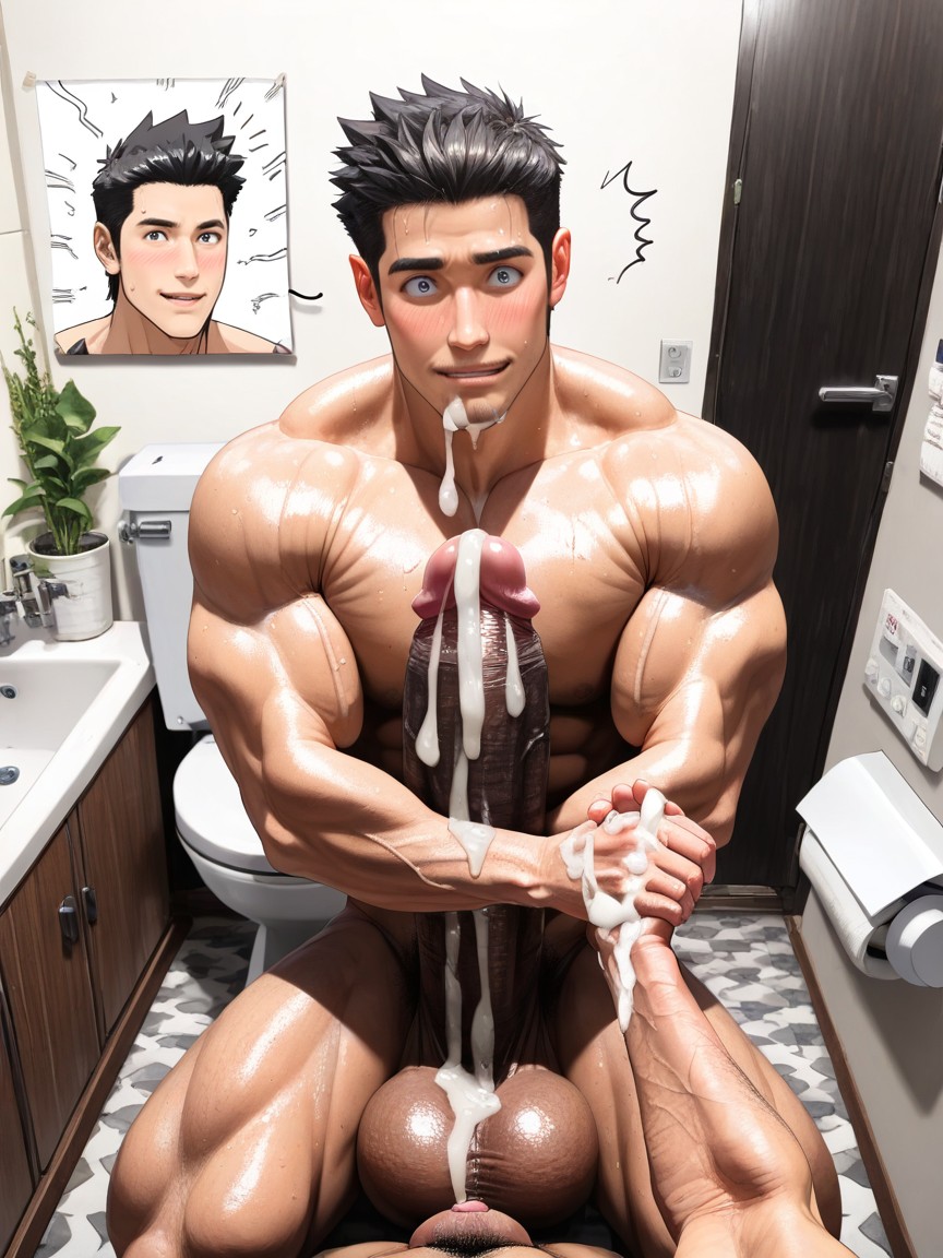Cum On Face And Chest, Pequeno, Pecs Pornografia gay com IA