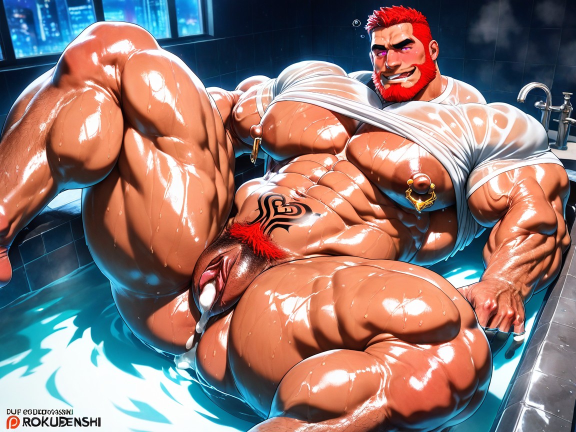 Square Jaw, 汗だく, Masculine Man Cunt ゲイAIポルノ