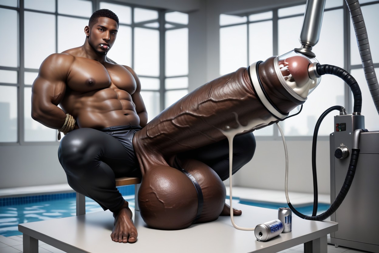 Detailed, Milking Machine Attached To Giant African Hyper Penis, Photorealistic AI同性戀黃片