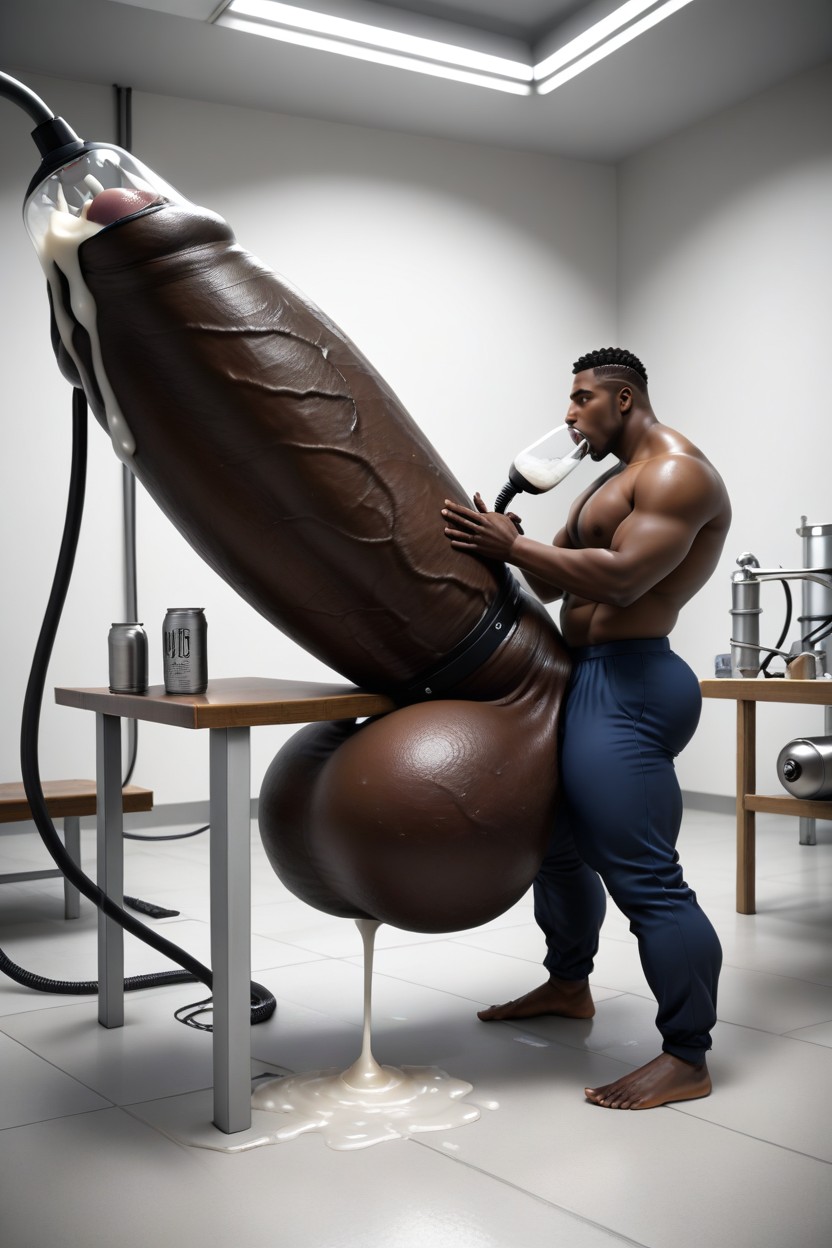 Man Having Orgasm Because Of Milking Machine, Top Down Side View, Selfie ИИ гей порно