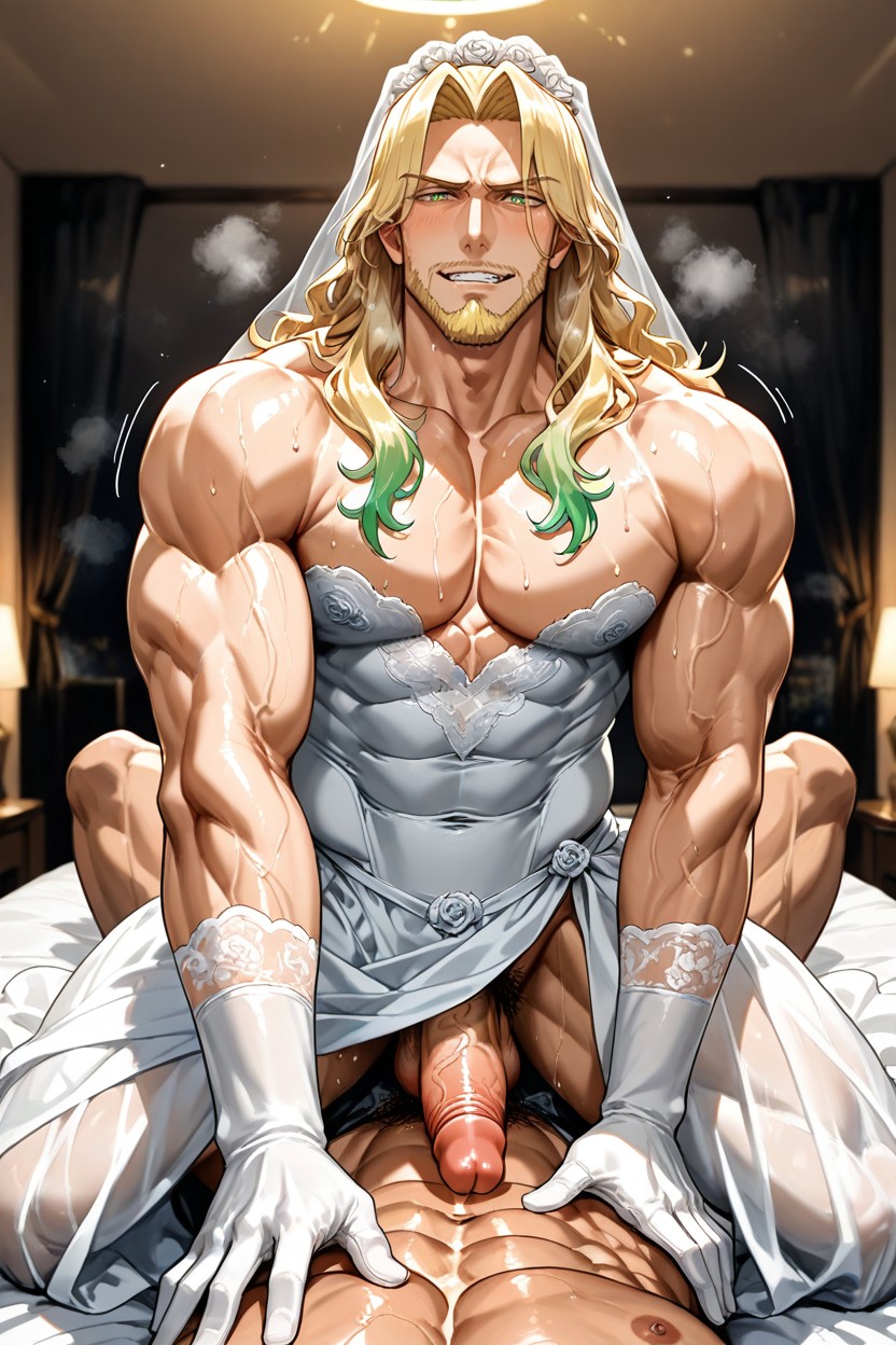 Heavy Breathing, Sweat, Golden Eyebrows AI Gay Porn