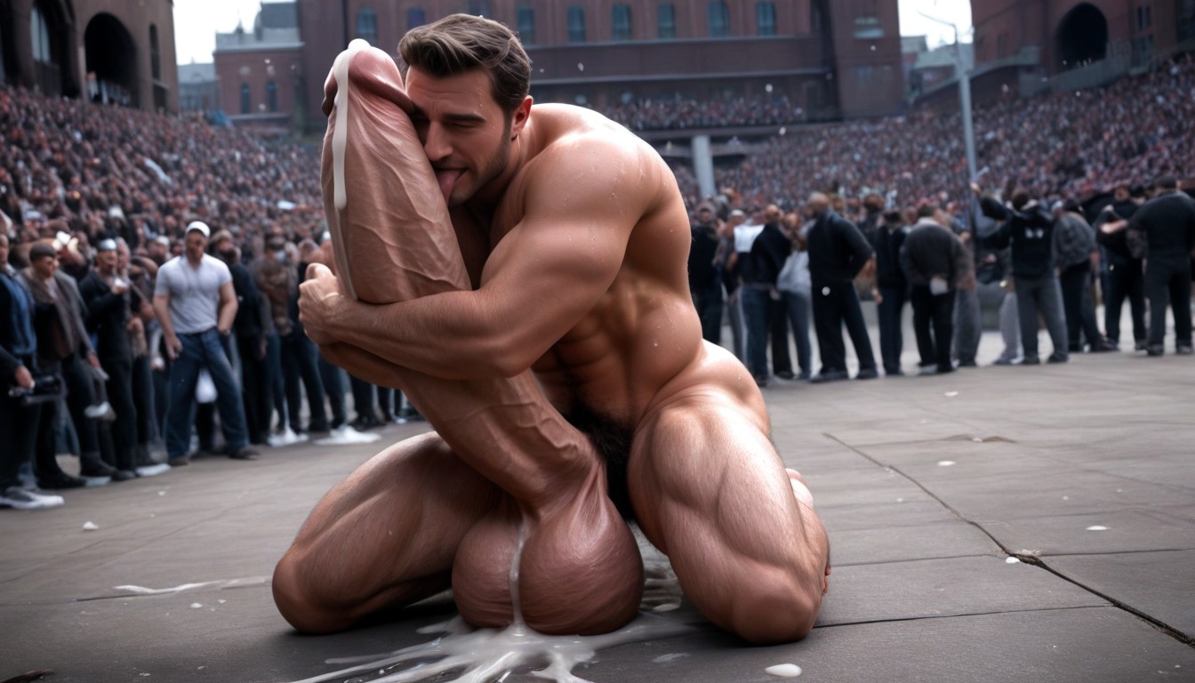 Fully Naked, Sweaty, Cock Towers Over Him AI Gay Porn
