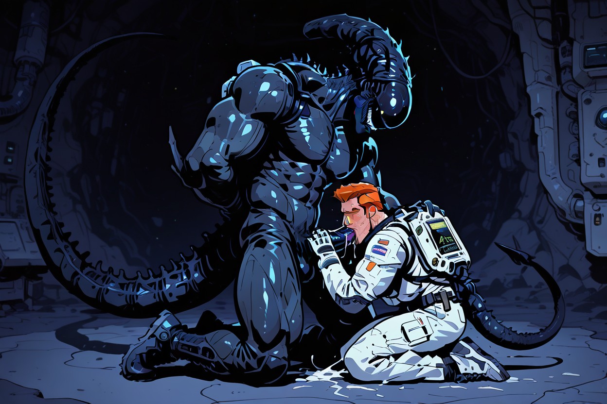 Xenomorph Skin, Black Claws, Wet Cave AI Gay Porn