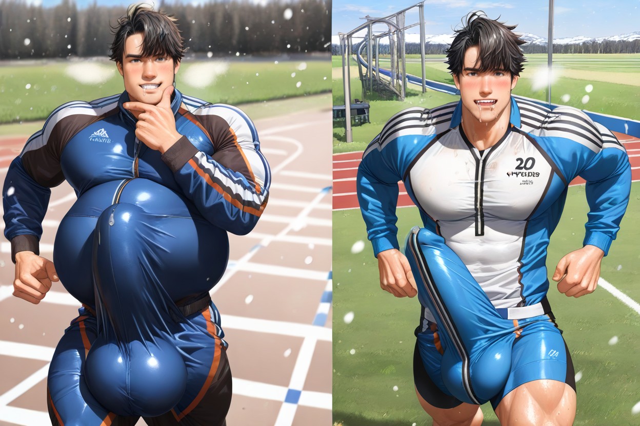 Fully Upright Erection Pressed Against Chest, Gay, 長袖衫 AI同性戀黃片